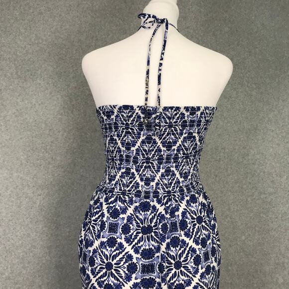 Patrons of Peace Jumpsuit‎ XS Halter Wide Leg Smocked Pockets Feminine Resort ** - Picture 6 of 11